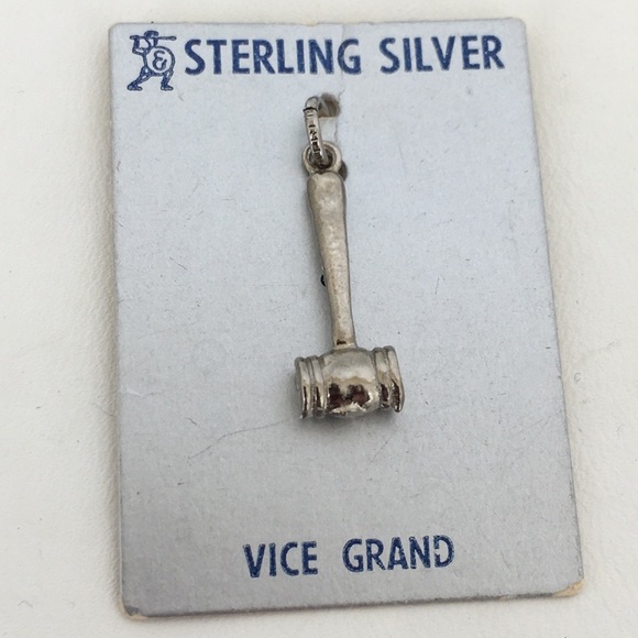 Vintage Sterling Silver Judge Court Gavel Charm Pendant Tiny Miniature NEW - Picture 4 of 6